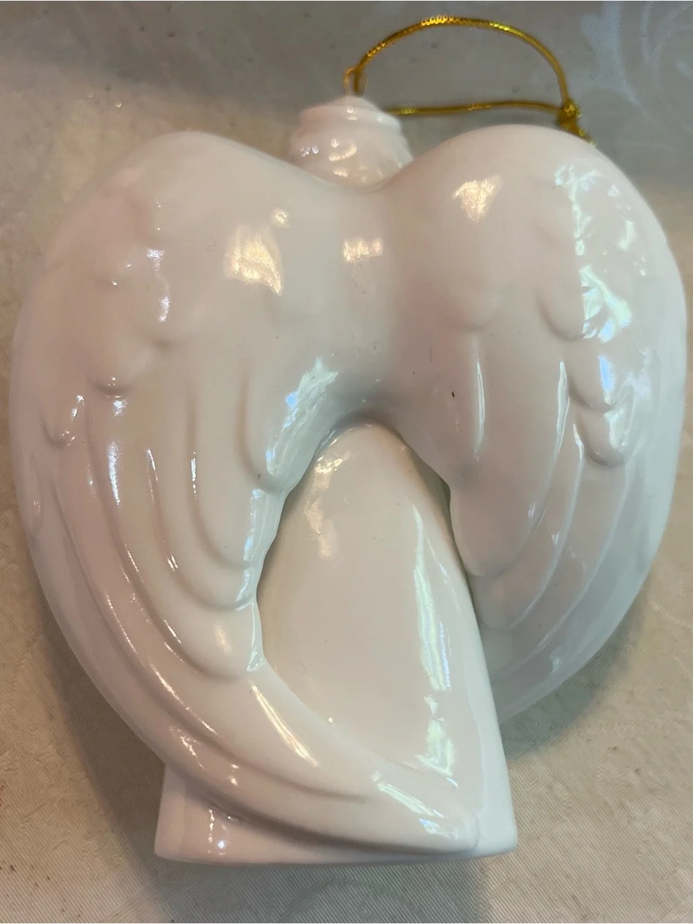 White Ceramic Angel Holiday Ornament - Classic Angel Decoration